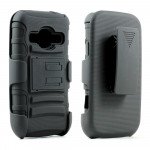 Wholesale ZTE Concord 2 Z730 Armor Shell Holster Combo Case (Black)